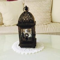 Rustic vintage lantern table centrepiece