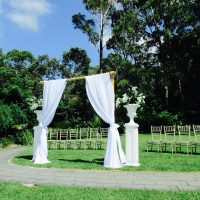 Bamboo Wedding Arch Chiffon Draping