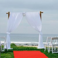 Bamboo Wedding Arch Chiffon Draping