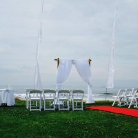 Bamboo Wedding Arch Chiffon Draping