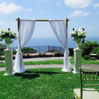 Bamboo Wedding Arch Chiffon Draping