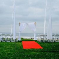 Bamboo Wedding Arch Chiffon Draping