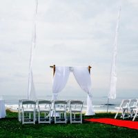Bamboo Wedding Arch Chiffon Draping