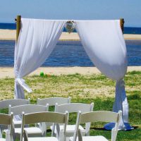 Bamboo Wedding Arch Chiffon Draping