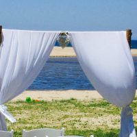 Bamboo Wedding Arch Chiffon Draping