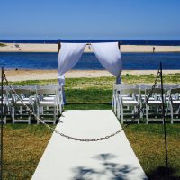 Bamboo Wedding Arch Chiffon Draping