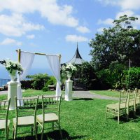 Bamboo Wedding Arch Chiffon Draping