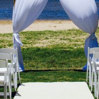 Bamboo Wedding Arch Chiffon Draping