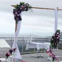 Bamboo Wedding Arch Chiffon Draping