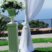 Bamboo Wedding Arch Chiffon Draping