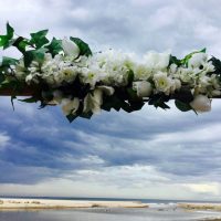 Bamboo Wedding Arch Chiffon Draping