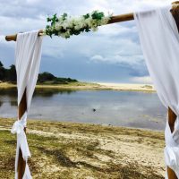 Bamboo Wedding Arch Chiffon Draping